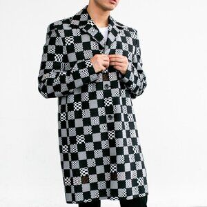 $3 START THURSDAY 10/31 @ 2pm: Louis Vuitton Black & White Checkered Car Coat